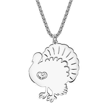 Imagem de DALANE Colar de aço inoxidável de peru de ação de graças banhado a ouro 18 quilates, joia com pingente de galinha para mulheres, meninas, presentes inovadores, lembrancinhas de festa, Medium, Aço