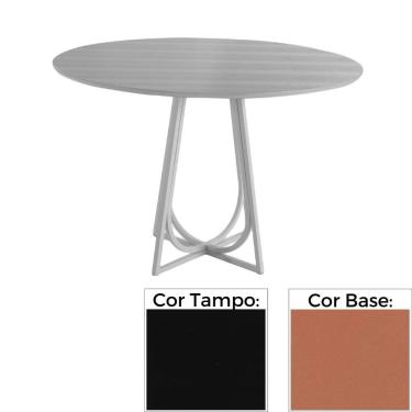 Imagem de Mesa de Jantar MH-5299 Herval Redonda 70 cm Madeira Laca Fosca Preta Base Cobre Fosco