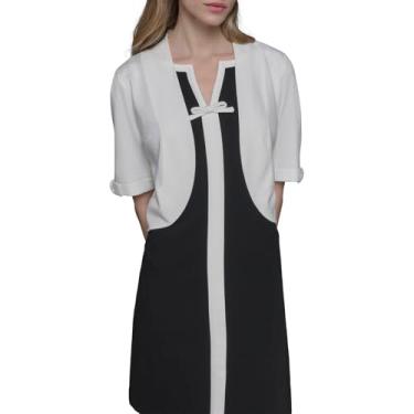 Imagem de KARL LAGERFELD Vestido feminino curto de manga curta, Branco macio, GG