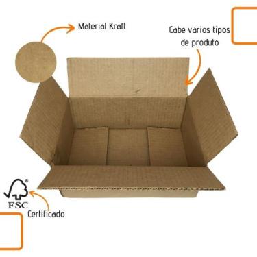 Imagem de Kit com 5 Unidades de Caixa Grande de Papelão em Kraft 30x20x20 Forte 