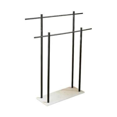 Imagem de Toalheiro de chão Toalheiro de mármore de piso para hotel, banheiro, rack de armazenamento vertical, barra de toalhas de banheiro Toalheiro independente(Black+White)
