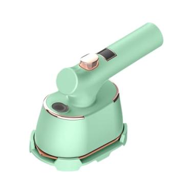 Imagem de WeiLaiKeQi Máquina de ferro portátil a vapor de ferro portátil, alça dobrável Viagem Vaporer Iron Mini vaporizador de ferro para roupas de seda, Verde
