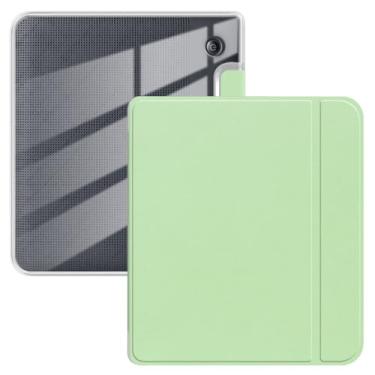 Imagem de Capa para 7 polegadas Kobo Libra Color lançado em 2024, capa traseira de TPU transparente ultra transparente macia e flexível com hibernar/despertar automático para Kobo Libra, verde claro