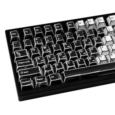 Imagem de GEKUCAP PBT Keycaps, conjunto de teclas estilo mangá preto e branco, 135 teclas Cherry Profile Dye Sub Custom Keycap Minimalis para teclado mecânico 60%, 65%, 75%, 100% Cherry MX