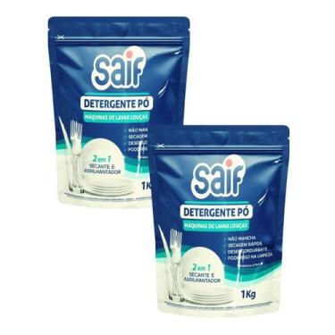 Imagem de Kit 2 Detergente em Pó Máquina Lavar Louças 1kg Sabão Secante Abrilhan