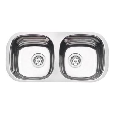 Imagem de Cuba Embutir Tramontina Isis 2c 34 Bl Inox Polido 72x34 Cm