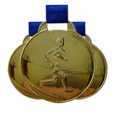 Imagem de Kit 10 Medalhas Esportivas Futebol 3,5cm Metal Dourado Top Modelos: corrida