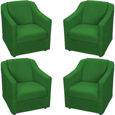 Imagem de Kit 4 Poltronas Mila Pé De Plástico Cromado - Verde Suede