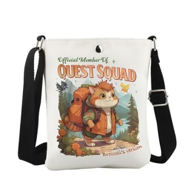 Imagem de WCGXKO Bolsa tiracolo Quest Squad Squad com brócolis para gatos, presente FW, série Empyrean, presente para fãs, dragão, cavaleiro, presente de livro de fantasia, Quest Squad Cro