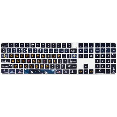 Imagem de WSLUCKO Capa de teclado para o novo teclado Apple iMac Magic 2021 (modelo: A2520) com teclado numérico e ID de toque, protetor de teclado de silicone de impressão bonita, homem espacial