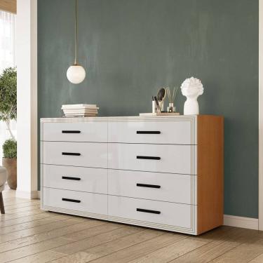Imagem de Cômoda 8 Gavetas 83,5x150x46 Cm Valência Freijó/Branco