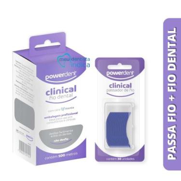 Imagem de Kit Passador Fio Dental 30 unid + Fio dental 500m  Powerdent