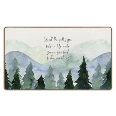 Imagem de Tapete de porta para decoração de cabine Flicy Mountain, tapete de boas-vindas de montanha, tapetes rústicos de campista florestal para cozinha, banheiro, todos os caminhos que você toma na vida