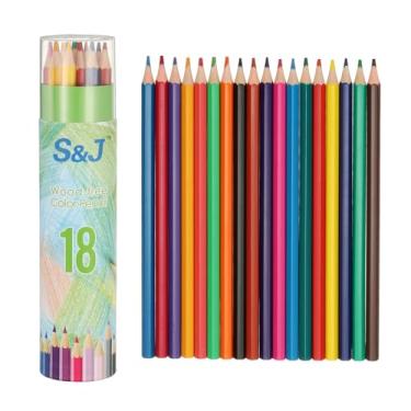 Imagem de PATIKIL Conjunto de lápis de colorir com 18 cores, lápis de cor de núcleo macio, formato hexagonal, lápis de desenho para colorir para esboçar, misturar artesanato DIY (balde verde)