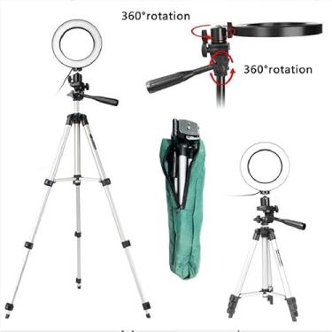 Imagem de BDNET, Kit Youtuber Profissional Lapela + Microfone Condensador de Mesa Pc Celular Smartphone Iphone Android + Tripé 1,30m Luz