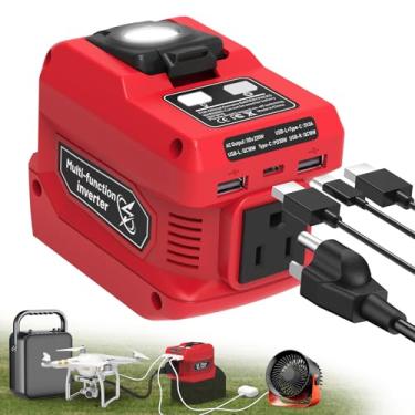 Imagem de PlantPalGear Inversor De Energia De 220 W Para Bateria Milwaukee De 18 V, Inversor De Bateria Cc De 18 V Para Ca De 110 V, Gerador De Estação De Energia Portátil Com 1 Tomada Ca, 2 Portas Usb E 1 Ca