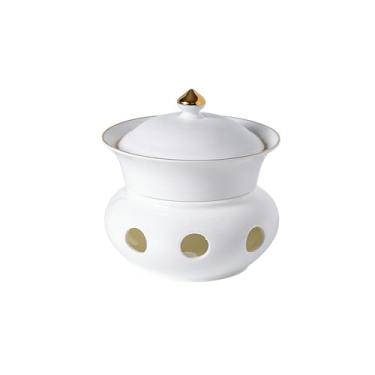 Imagem de Utensílios de mesa modernos minimalistas para aquecimento de velas - 14 cm [pote de lírio de fio dourado com tampa]