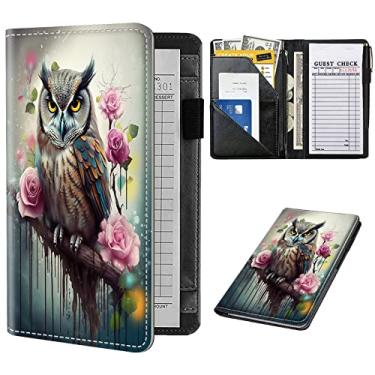 Imagem de Livro de servidor para garçonete, organizador de livros de garçonete de couro com bolso com zíper para garçom, carteira de servidor, avental de servidor e livros de verificação de convidados para