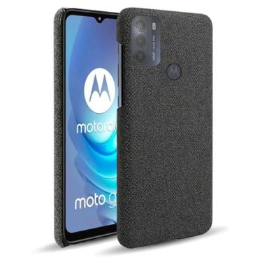 Imagem de Capa para MOTO G50,Capa desenhada em lona,Case Protetora Ultrafina com Empunhadura Macia,Design em Tecido Antichoque e Antiarranhões-Black