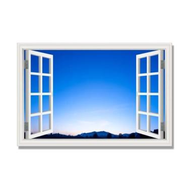 Imagem de PY3H69 Arte de parede em tela de janela aberta, impressão natural em tela. Lindo cenário de céu 8 polegadas, decoração de parede de paisagens de janela, decoração de casa moderna. 50 x 75 cm - 19,6 x