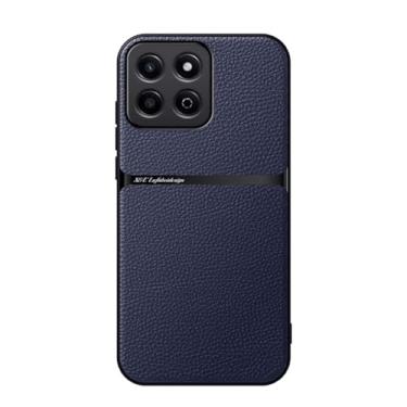 Imagem de Kepuch Capa para Honor 200 Smart/Honor X7c/Honor 60 Plus - Litchi Grano Case Placa de Metal Embutida - Azul