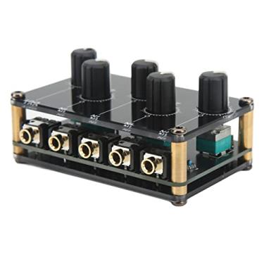 Imagem de Mixer de áudio 4 Entrada 1 Saída Mini Som Board Console, Misturador de áudio Estéreo Passivo Portátil para CD Player Instrument Video Device