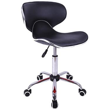 Imagem de MZYSGFCY Bancos giratórios com rodas cadeira de escritório giratória quarto estúdio bar lazer tamboretes com rodas com encosto assento de PU e rodas, ajustável 45-58 cm