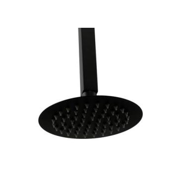 Imagem de Ducha Black 15 cm Inox 304 Redonda com Cano de Teto 40 cm - AMG Metais