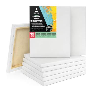 Imagem de Arteza Tela esticada, pacote com 30,5 cm, 20,3 x 25,4 cm, tela branca em branco, 100% algodão, 227 g com primer gesso, materiais de arte para despejar acrílico e pintura a óleo