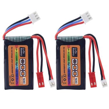 Imagem de Bateria moonzon 2PCS 7.4V LiPo 2S 800mAh 50C para carro SCX24 rc