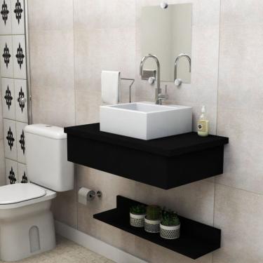 Imagem de Conjunto Gabinete para Banheiro Completo com Cuba Espelheira Dublin  Preto