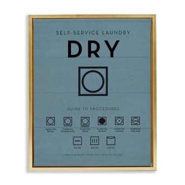 Imagem de Stupell Industries Símbolos de secadora de roupa dourada moldura flutuante arte de parede design por Lettered and Fored, 25 x 31