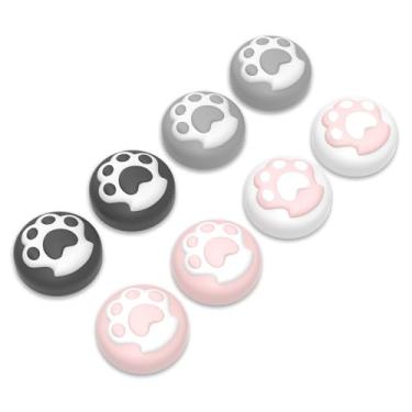 Imagem de PlayVital Punhos de polegar para Nintendo Switch 2 | Tampas de joystick de silicone Kawaii (pacote com 8) - Acessórios fofos capas analógicas para Joycon 2 - pata de gato