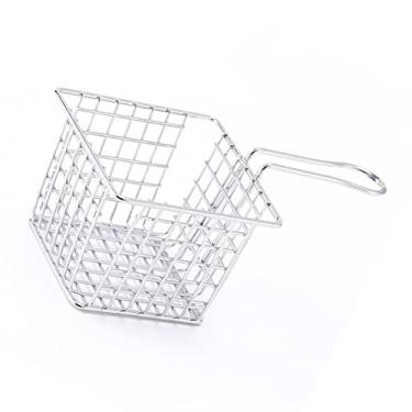 Imagem de Fryer BASHET IRIR Fry SUPORTE FRIING SHERNER Com Alça para Restaurante Eletroplicar Em Casa Fryer Basketfries Basketiron Fry Holderdghtweight Cansado Ferro (Cor de eletroplatação)