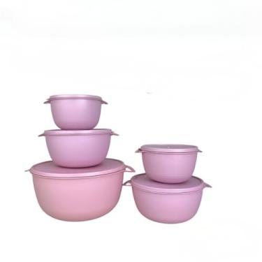 Imagem de Kit 5 Potes Plastico Redondos Bowl Livre Bpa(Rosa)