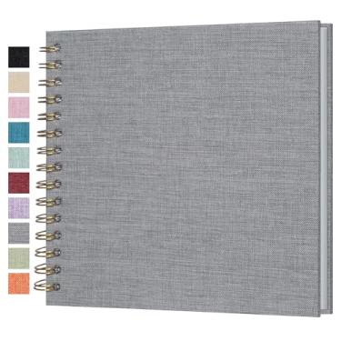 Imagem de Cherrich Pequeno Álbum De Recortes 8X8", Mini Fotos Em Linho, Livro Memórias Com Páginas Brancas Kraft Para Casamento, Bebê, Família, Formatura, Viagem, Cachorro, Férias