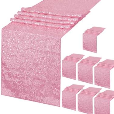 Imagem de B-COOL Caminhos De Mesa Com Lantejoulas 8 Peças 12X72" Fúcsia Rosa Glitter Para Cerimônia, Recepção Feriado, Aniversário Menina