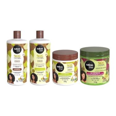 Imagem de Salon Line, Kit com Shampoo, Condicionador, Máscara Capilar e Gel Capilar Definidor, SOS Cachos, Vegano - Para Cabelos Ondulados, Cacheados e Crespos, 500 g, 550 g e 1 L