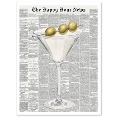 Imagem de enttgo Pôsteres De Martini Da Moda, Jornal Vintage, Arte Parede, Impressões Em Tela Para Coquetéis, Decoração Casa, Quarto, Cozinha, Bar, Carrinho, 12X16" Sem Moldura