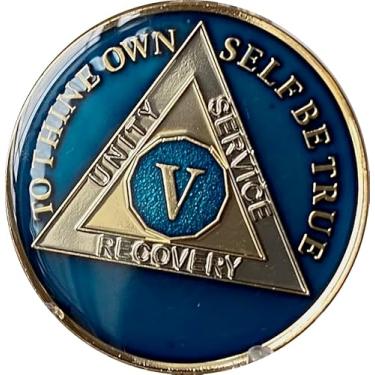 Imagem de Ranger Industries 5 Year AA Medallion Metallic Midnight Blue Sobriety Chip