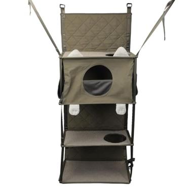 Imagem de Alpinista de Gato Pendurado Em Porta de 4 Níveis, Torre de árvore de Gato Vertical Montada Em Porta, Alpinista de Montado Em Dobrável, Rede de Janela de Com Brinquedos de Sino de Travesseiro