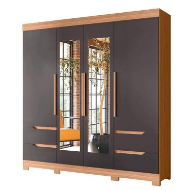 Imagem de Guarda Roupa Vivacce Casal 4 Portas Com Espelho Albatroz Nature/titanium