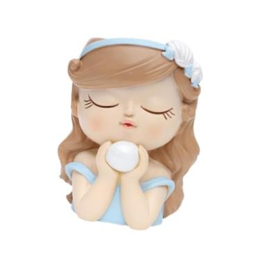 Imagem de IEUDNS Vasos de resina para plantas, vasos de plantas para artesanato, arte, vaso de flores decorativo, estátua, decoração para casa, vaso de flores, Azul Marrom, 8x8x11cm