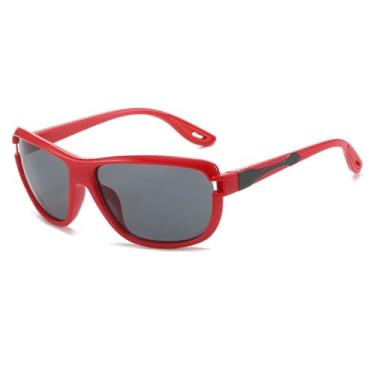 Imagem de Óculos de sol vintage punk da moda, feminino e masculino, luxuoso, esportivo, para ciclismo, UV400 (vermelho e cinza)