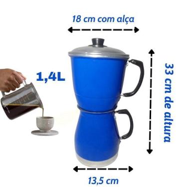 Imagem de Cafeteira Alumínio Azul Extra Forte Econômica Manual Italiana 1,4 Litr