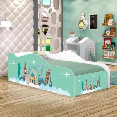 Imagem de Cama Carro Fun Adesivada Viagem Pelo Mundo Solteiro - CASA H