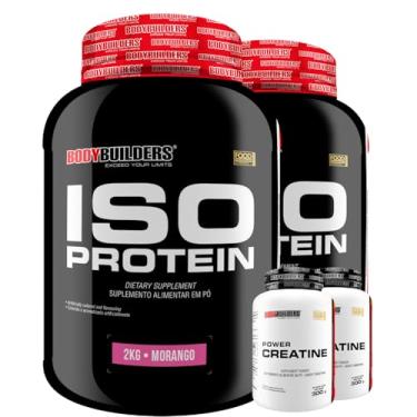 Imagem de Kit 2x Iso Protein 2kg + 2x Power Creatina 300g - Bodybuilders (Médio, Morango)