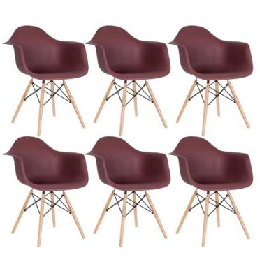 Imagem de 6 Cadeiras Eames DAW com Braços, Marrom, Loft7