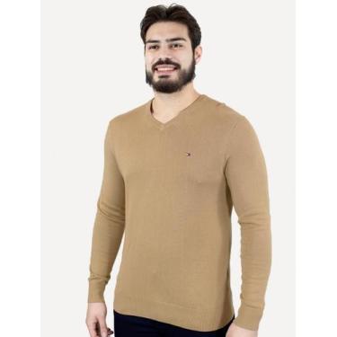 Imagem de Suéter Tommy Hilfiger Masculino Crewneck Essential Cotton Cáqui, M/M