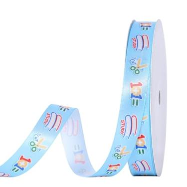 Imagem de YAMA Fita de cetim de volta às aulas para artesanato, fita de cetim fina para presentes Tema escolar colorido para agradecimento do professor, embrulho de presente 1,5 cm x 10 jardas (D)